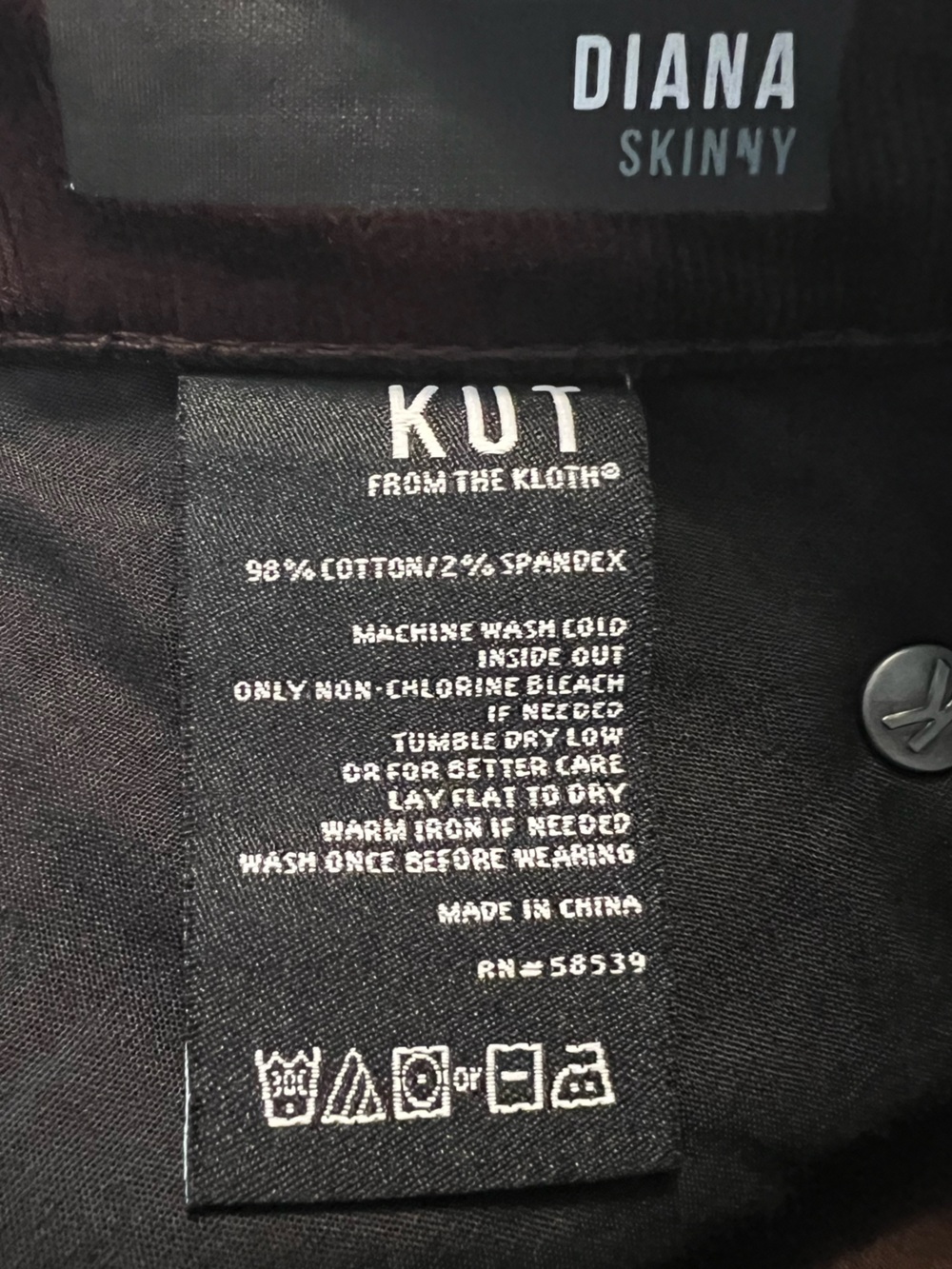 KUT From The Kloth Brown Corduroy Skinny Pants Size 14 NWT - Picture 7 of 7